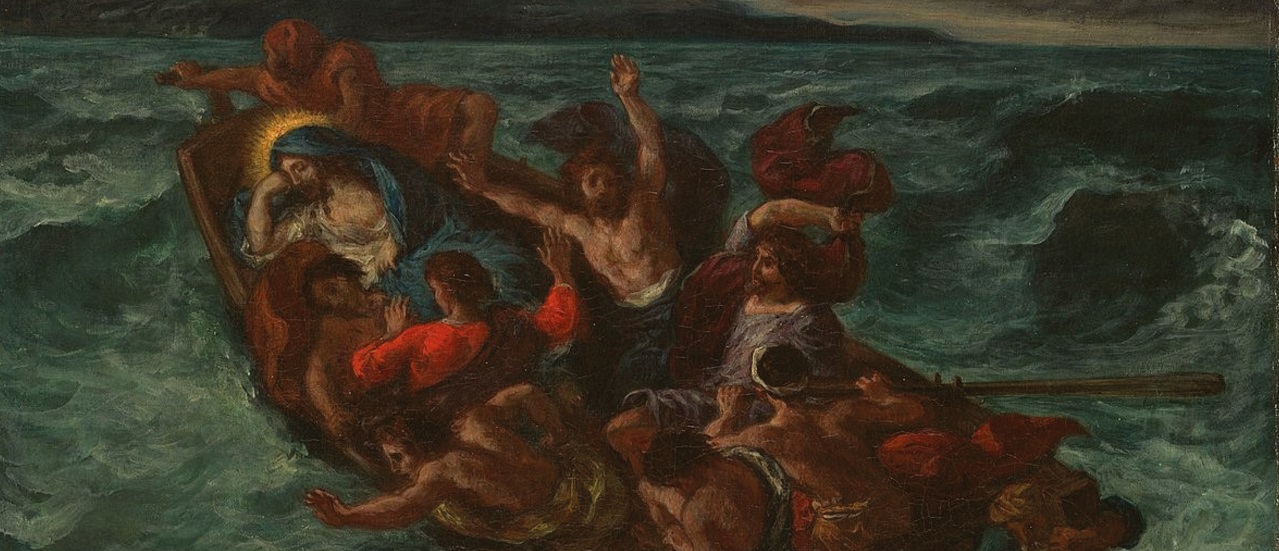 jesus asleep in a boat