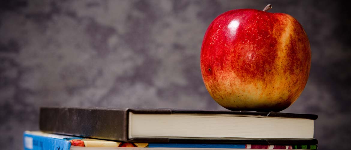 fruit and books