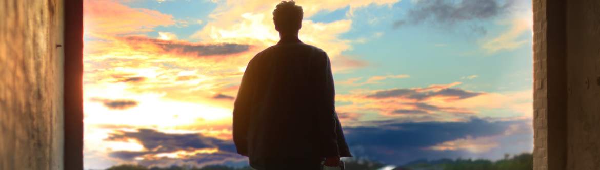 man leaving with suitcase