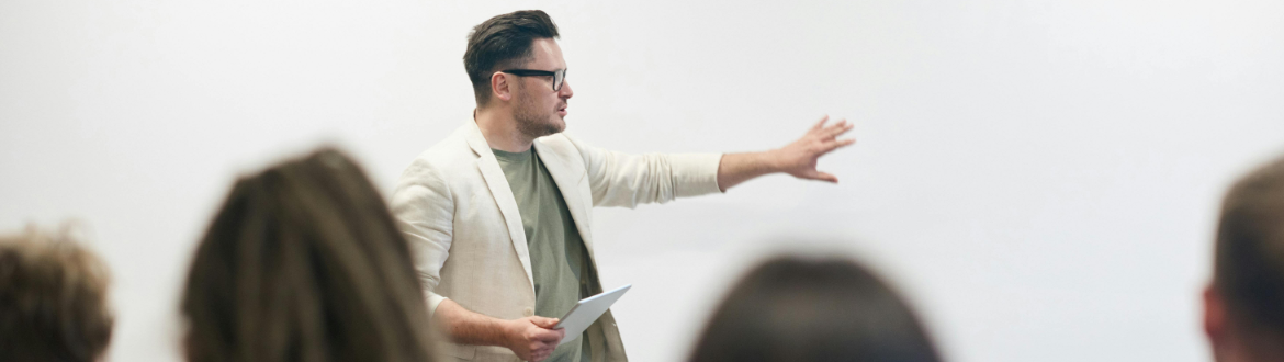 Man giving a talk
