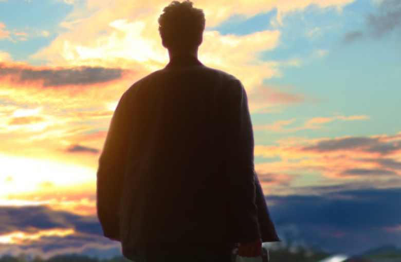 man leaving with suitcase