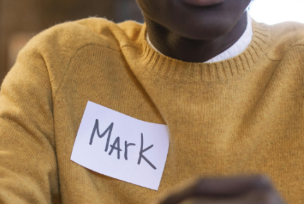 name badge on jumper