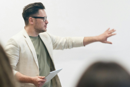 Man giving a talk